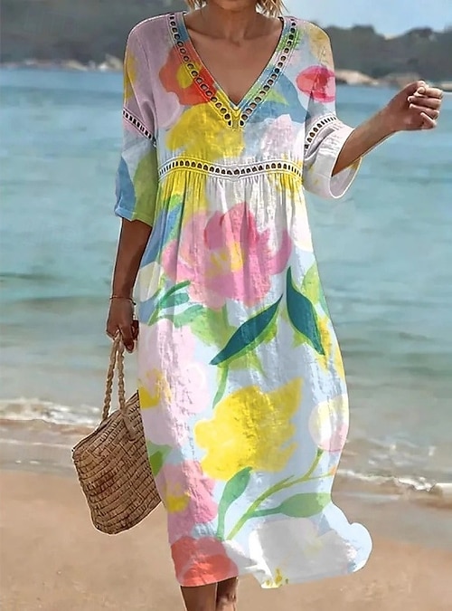 beach shift dress White Linen Shift Dress