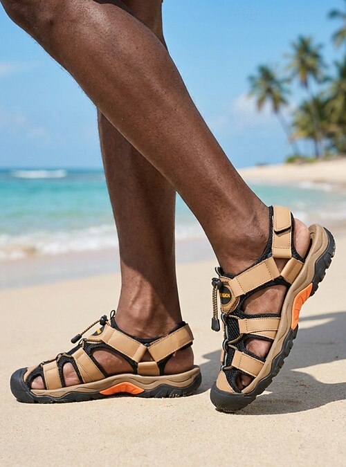Men\'s Khaki Comfortable Athletic Hiking Sport Sandals Outdoor Beach Shoes Amazon.com: Men main image 4
