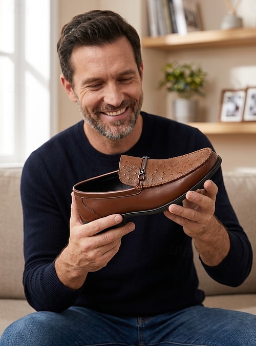 Men's Brown Penny Loafers - Soft Lightweight Comfort Casual Dress Shoes -  Elegant Resort Evenings Footwear for Holiday Dinners, Seaside Parties and  Smart Gentleman Style 2026 - $42.99