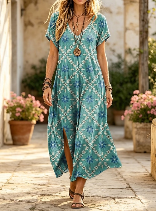 loose fitting shift dresses T-Neck Shift with Wave Hem – Catherine Regehr main image 0
