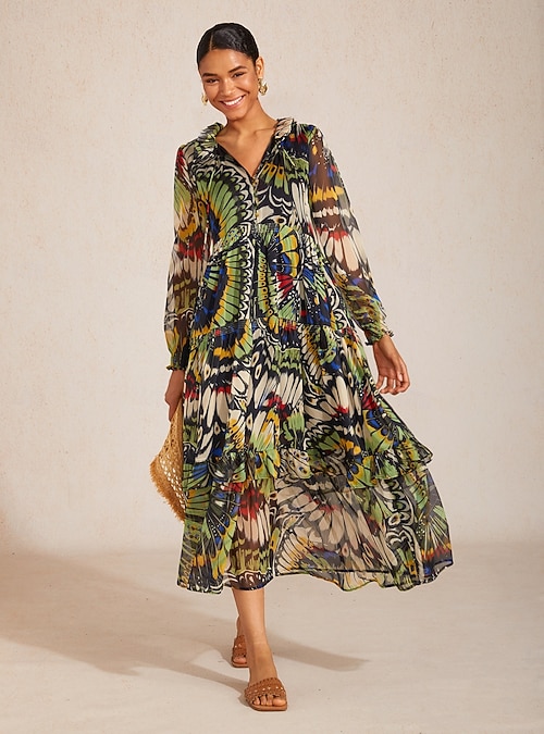 flowy butterfly dress Jungle Butterfly Flowy Chiffon Maxi Dress 2026