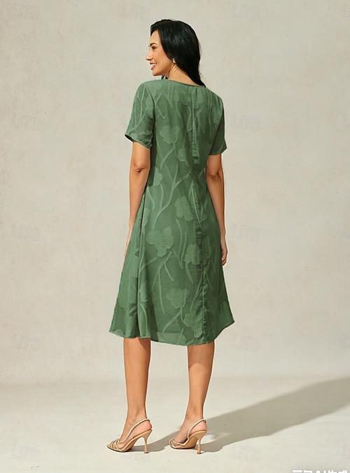 solid ladies mini dresses Women's Dress Shift Dress Elegant Color Short Sleeve Crew Neck Shale Green 2026 product_family:3L51500W