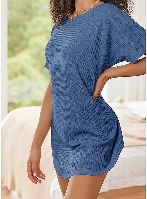 blue waffle dress Lulu B Blue Waffle Knit Quarter Zip Dress