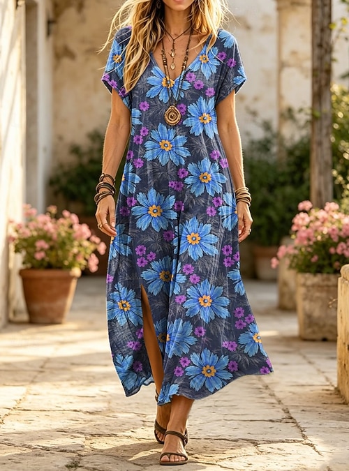 casual summer shift dresses with sleeves 3/4 Sleeve Dress for Women Shift Cute Summer Tunic Floral Lace Dresses Lookbook Store