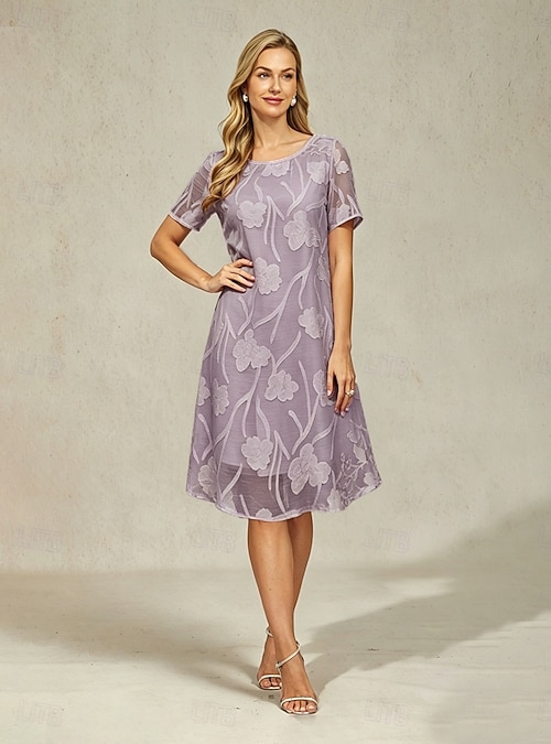 elegant shift dress Women's Mini Dress Shift Dress Elegant Solid Color Short Sleeve Crew Neck  Mink 2026
