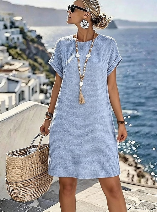 blue knit beach dress Evamari Knit Dress Turquoise Turquoise / S