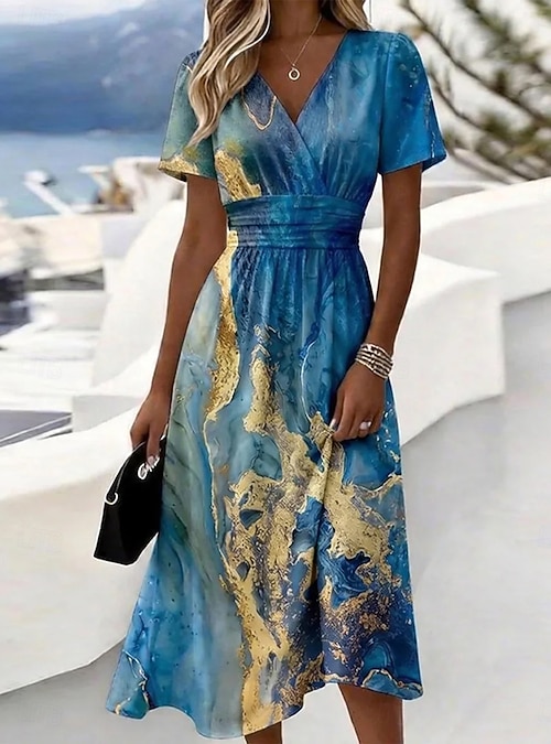 boho wrap dress short Floral V-Neck Belted Wrap-Tie Short Sleeve A-line Mini Dress