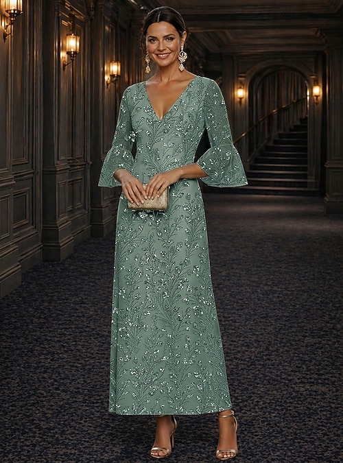 a line plus size dresses with sleeves Karen Kane 3/4 Sleeve Dress, 3X, Black Scoop;Fabric Backless Ruffle Maxi Dress Holiday Sparkle Size:26w