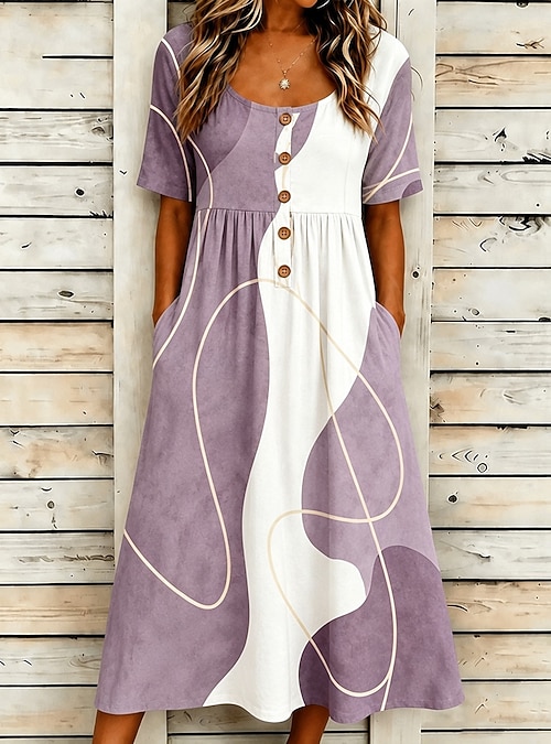 Women's Midi Dress Sundress Casual Dress A Line Dress Summer Dress Vacation Casual Beach Beach Holiday Regular Fit Graphic Geometric Abstract Short Sleeve Scoop Neck Blue Red Purple Green Summer 2026 - $32.99 Women's Midi Dress Sundress Casual Dress A Line Dress Summer Dress Vacation Casual Beach Beach Holiday Regular Fit Graphic Geometric Abstract Short Sleeve Scoop Neck Blue Red Purple Green Summer 2026 - $32.99