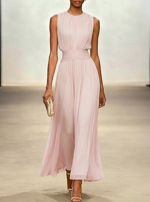 light pink cocktail dress chiffon Jovani Long Pleated Chiffon Prom Dress 24609 Light Pink / 0