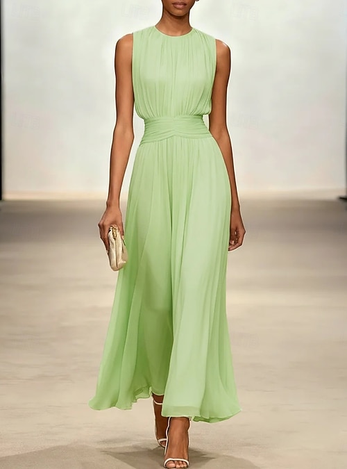 plain chiffon maxi dress Women's Maxi Dress White Dress Chiffon Dress Elegant Wedding Engagement Regular Fit Plain Short Sleeve V Neck White Summer Spring Fall Winter 2026