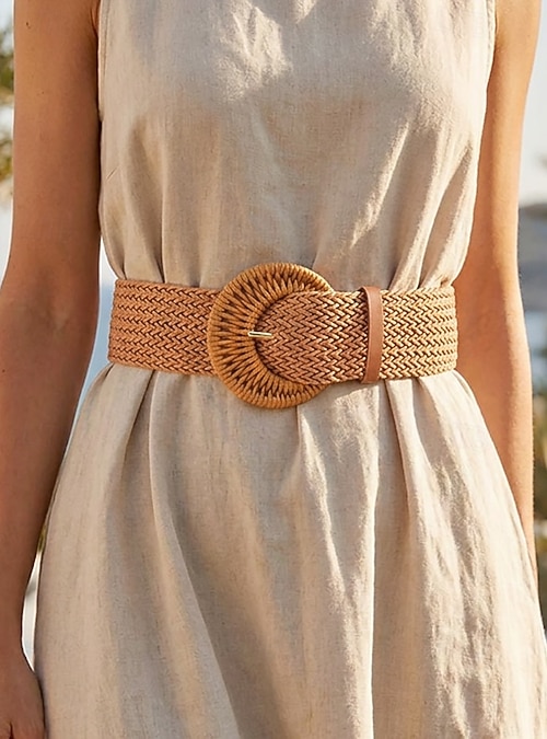 women's bohemian belts for dresses Swsmclt Belt Chic Casual Date Autumn Elegant Knotted Belt Dress Adjustable Circle Style9 X-Small-Large, Size: XS-Large Available sizes Brown Wide Belt For Women