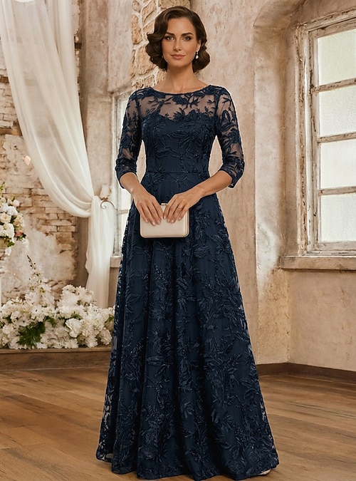 navy blue lace dress 3 4 sleeve Fishbowl Navy Blue Lace Dress 3/4 Sleeves Juniors Size Medium