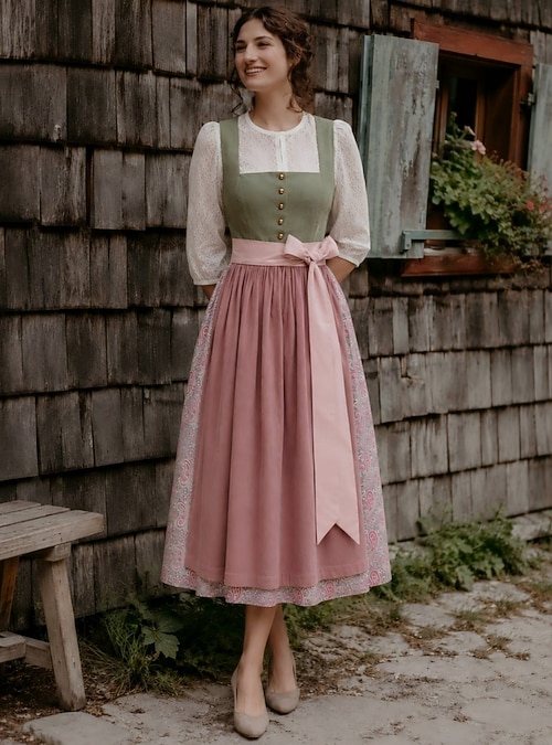 pink german dress I can't decide which I like more, the building in the background or the fantastic hot pink dirndl! :) #dirndl #dress #folk #costume #German #Austrian