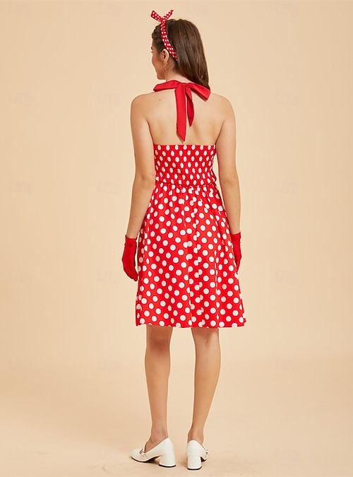 rockabilly halter neck dress 1950s Plaid Halter Sweetheart Neck Dress