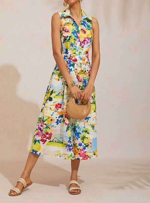 light in the box linen dresses Holiday Citrus Garden AiryLinenLook Maxi Dress