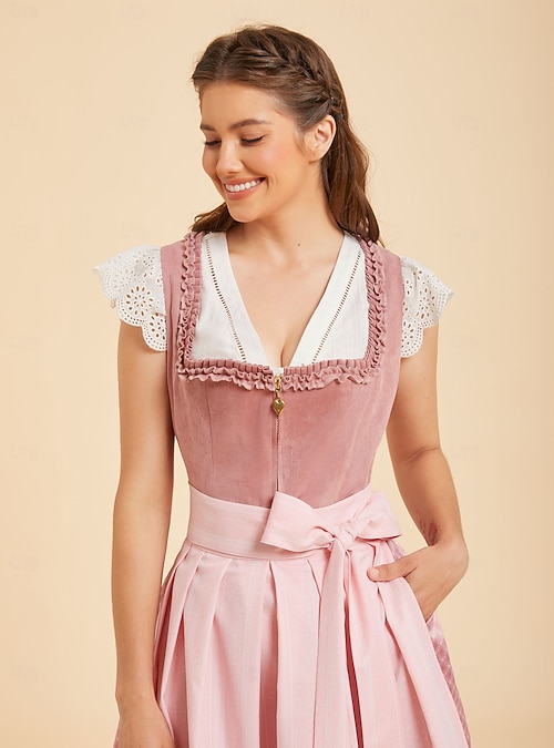 pink german dress Oktoberfest Outfits for Women Dirndl Dress for German Traditional Bavarian Costume Green XXL