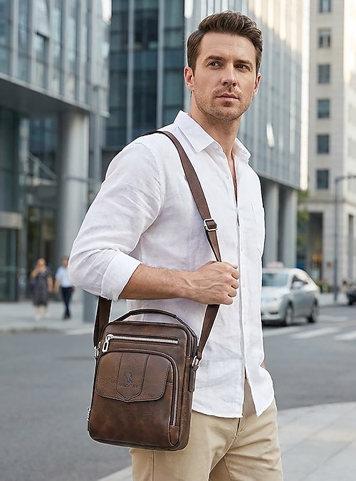 men's casual leather business travel shoulder bag LUUFAN Genuine Backpack for Men, Multi Pockets Daypack 15.6 Inch Laptop Bag for Outdoor : Electronics Shoulder Bag For Casual Travel And Commuting Weekender Bags Handbag Men Travel