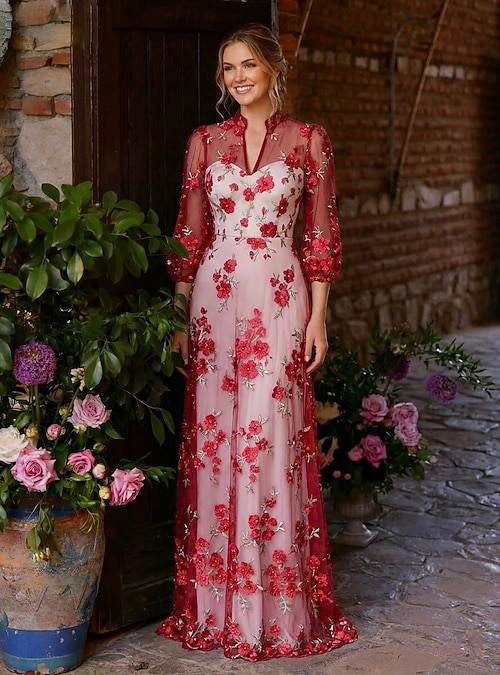 garden party formal wedding dress long guest wedding dress Sheath Wedding Guest Dresses Floral Dress Semi Formal  Garden Party Flo  Koutun
