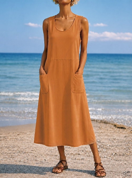 ladies loose fitting summer dresses Lekwk Maxi Dresses for Women Sleeveless Spaghetti Strap Sundress Smocked Waist Tiered Long Dress Casual Loose Fit Beach Dress Summer Dresses outfits,