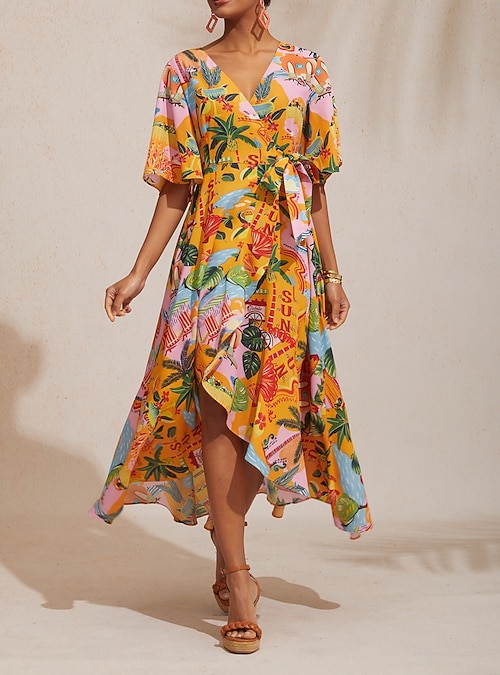 Summer Escape Silky Satin Floral Maxi Dress 2026