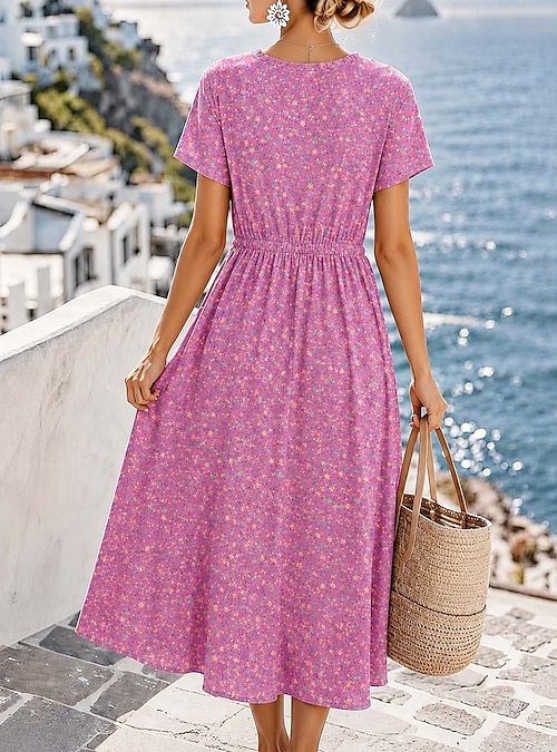 office summer pink dress Shop Elegant Pink Mesh Patchwork Dresses for Summer