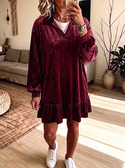 knee length hoodie dress Women's Dress Casual Daily Regular Plain 3/4 Length Sleeve Hooded White Light color Black Purple Fall Autumn 2026 colourway-valentinamaxi