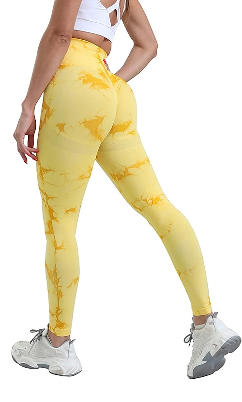 Women Scrunch Butt Lifting Leggings Tie Dye Seamless High Waisted Booty Gym  Yoga Pants Tummy Control Workout Compression Tights 