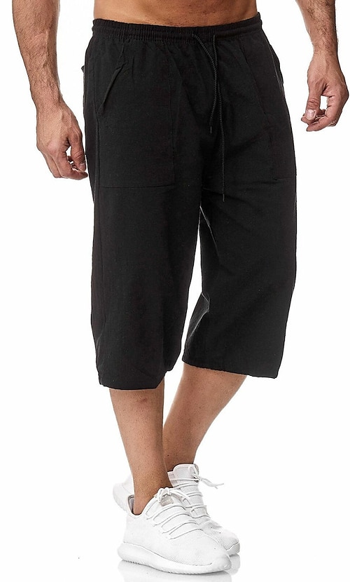 volumen cache Condimento pantalones capri ligeros para hombre pantalones cortos de algodón con  cordón suelto 3/4 pantalones con bolsillos (verde, x-pequeño) 2023 - £ 16.12
