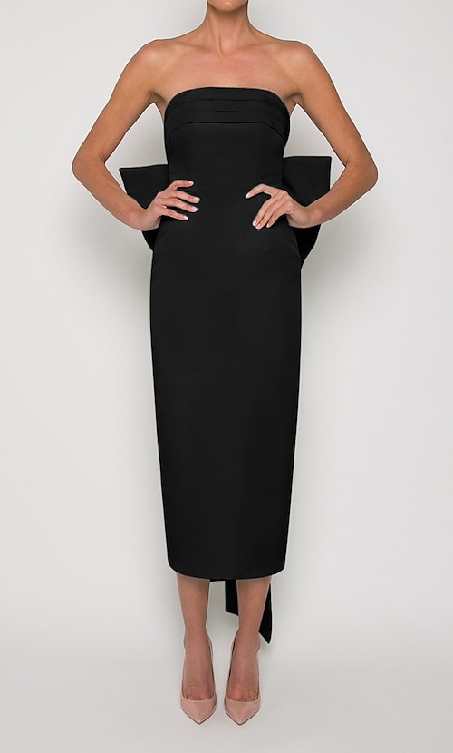 Sheath Column Tea Length Prom Dresses Party Black Dress Beautiful Back Sleeveless Strapless Wedding Guest Engagement Fall Wedding Reception Satin with Bow(s) 2026 - $127.99 Sheath Column Tea Length Prom Dresses Party Black Dress Beautiful Back Sleeveless Strapless Wedding Guest Engagement Fall Wedding Reception Satin with Bow(s) 2026 - $127.99