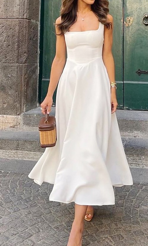 mid length white dress graduation Cressida White Midi Dress main image 1