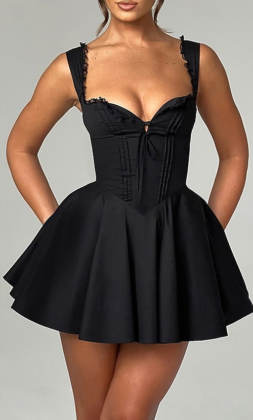 Women's Mini Dress White Dress Graduation Dress Slip Dress Fashion Birthday  Graduation Date Regular Fit Plain Sleeveless Spaghetti Strap Blue Black  White Yellow Summer 2026 - $21.99
