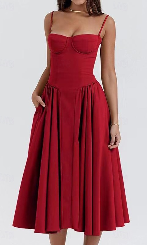 red midi dress graduation Red Midi Dress,short Sleeve Prom Dress,sweet Graduation Dress,custom Made