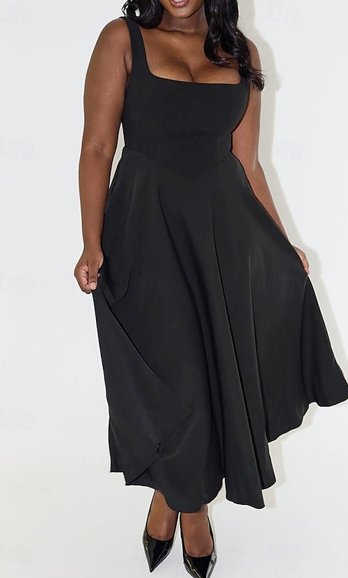 Women's Midi Dress White Dress Graduation Dress Slip Dress Fashion Birthday  Graduation Date Regular Fit Plain Sleeveless Spaghetti Strap Black White  Summer 2026 - CAD $56.99