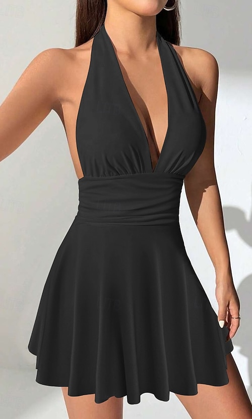 Women's Mini Dress White Dress Graduation Dress Fashion Outdoor Birthday Graduation Regular Fit Plain Sleeveless Halter Neck Black White Red Summer 2026 - $24.99 Women's Mini Dress White Dress Graduation Dress Fashion Outdoor Birthday Graduation Regular Fit Plain Sleeveless Halter Neck Black White Red Summer 2026 - $24.99