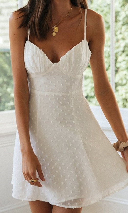 Women's Mini Dress White Dress Graduation Dress Slip Dress Fashion Modern  Outdoor Birthday Date Regular Fit Plain Sleeveless Spaghetti Strap White  Light Blue Summer 2026 - GBP 26.99