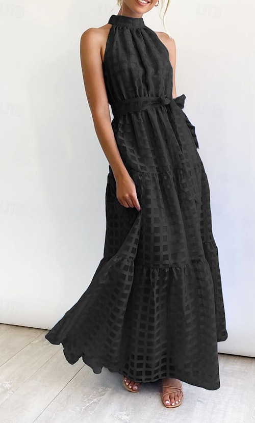 green emerald velvet dress Sparkling Metallic Halter Neck Knee-Length Formal Graduation Girls Dress Red / 12 main image 1