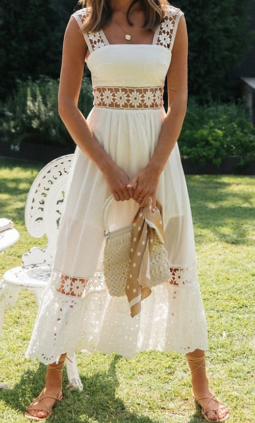 Per donna Abito Midi Abito Bianco Abito da laurea Elegante Moda