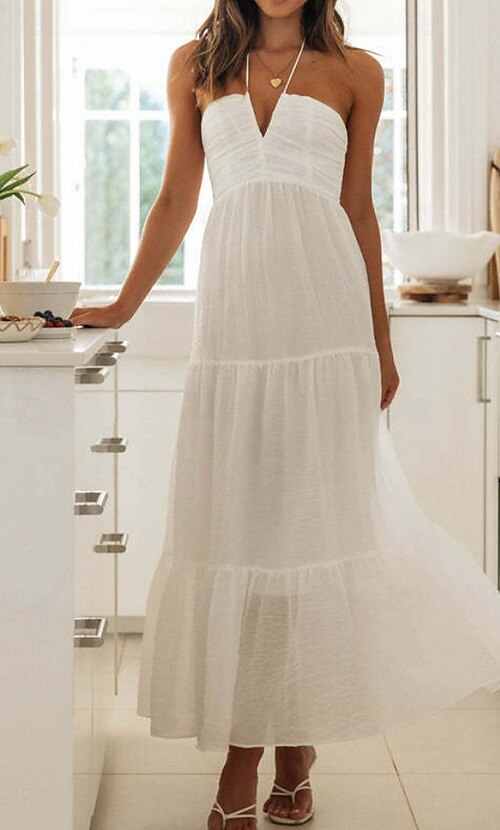 white plain graduation dress High-Low White Graduation Dress with Lace Ruffle White / 2