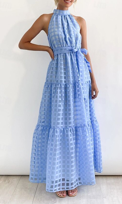 slim fit dress slacks Evelyn Halterneck Midi Dress | Champagne | Graduation main image 0