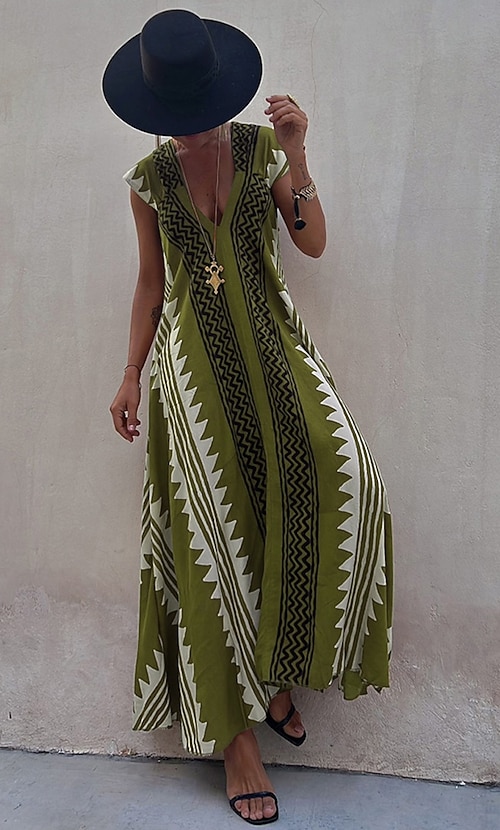 slim fit dress slacks Baltic Born Womens Loveland Geo Lace Maxi Dress | Dark Green main image 0