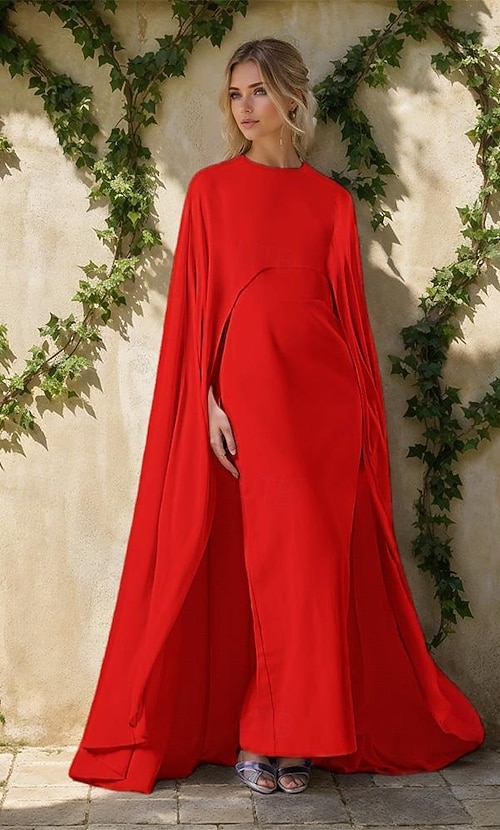 older women evening dresses Embellished Cape Gown main image 1