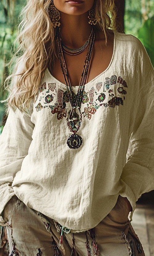 Femmes Chemisier occidental Chemise Bohème Chemisier Fleur Moderne