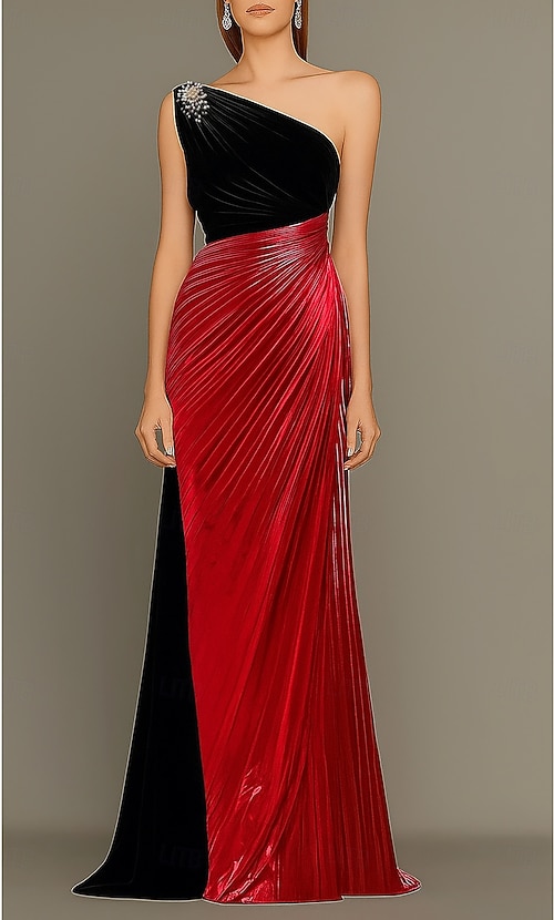 Sheath Column Floor Length Prom Dresses Evening Gown Ball Gown Formal Dress Elegant Silky Sleeveless One Shoulder Wedding Formal Champagne Mother Of