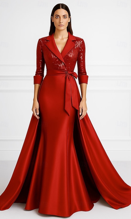 green emerald velvet dress Miss Circle Women's Silver Night Black Sequin Crepe Tuxedo Blazer Dress - Black main image 1