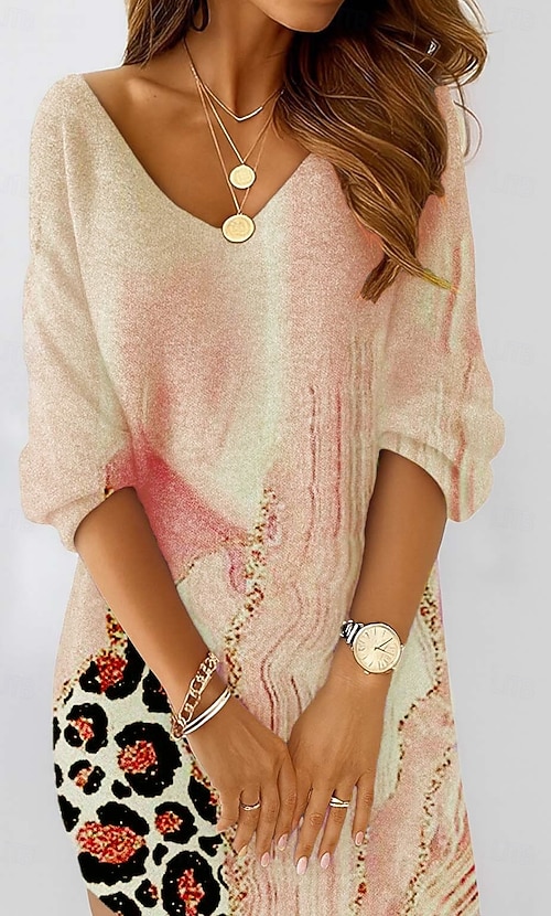 Women's Mini Dress Sheath Dress Shift Dress Party Casual Boho Party Daily Holiday Regular Fit Floral Graphic Animal Long Sleeve V Neck Pink Light Purple Orange Gray Spring Fall Winter Autumn 2026 - Women's Mini Dress Sheath Dress Shift Dress Party Casual Boho Party Daily Holiday Regular Fit Floral Graphic Animal Long Sleeve V Neck Pink Light Purple Orange Gray Spring Fall Winter Autumn 2026 -
