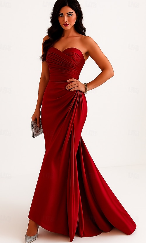 Mermaid Trumpet Floor Length Prom Dresses Evening Gown Ball Gown Formal  Dress Elegant Vintage Sleeveless Strapless Wedding Formal Stretch Satin  with Ruffles 2026 - $172.99