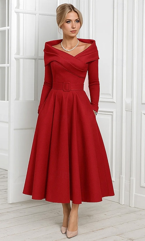 knee length dresses for ladies A Line Satin Tea Length Mother of The Bride Dresses main image 1