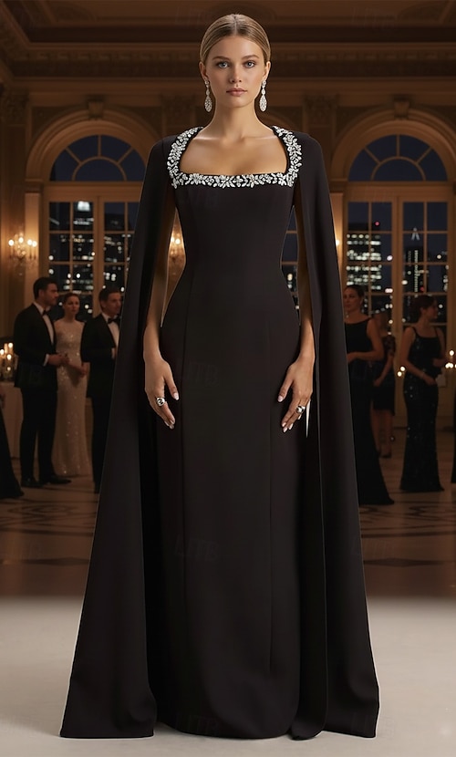 in england full dress described the most formal evening dress Sheath Column Sweep Brush Train Floor Length Prom Dresses Gown Ball Gown Elegant Glittering Celebrity Style Long Sleeve Square Neck Garden Party Wedding Stretch Crepe with 2026 relaxed summer dress with flutter sleeves