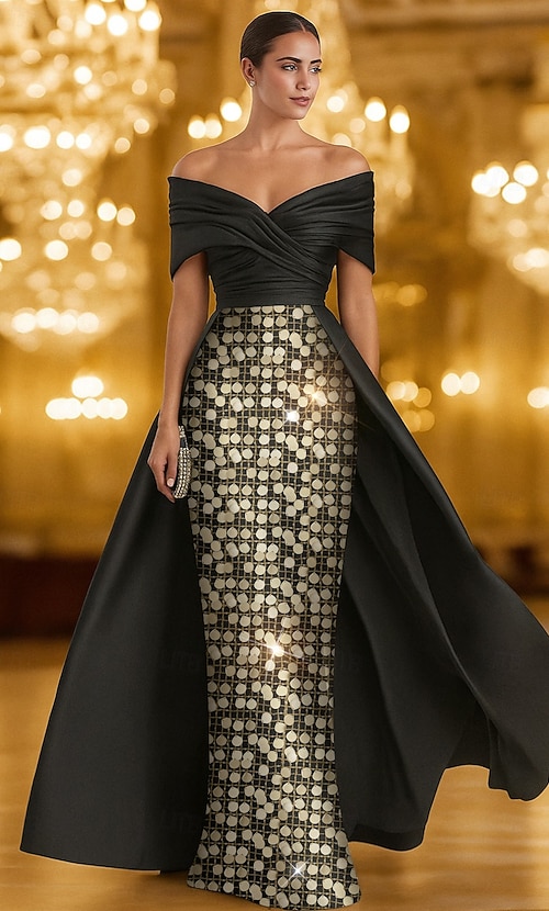 A-Line Floor Length Beaded Eembroidered Formal Dresses Mother of The Bride Dress Evening Gown Ball Gown with Overskirt Formal Dress Elegant Color